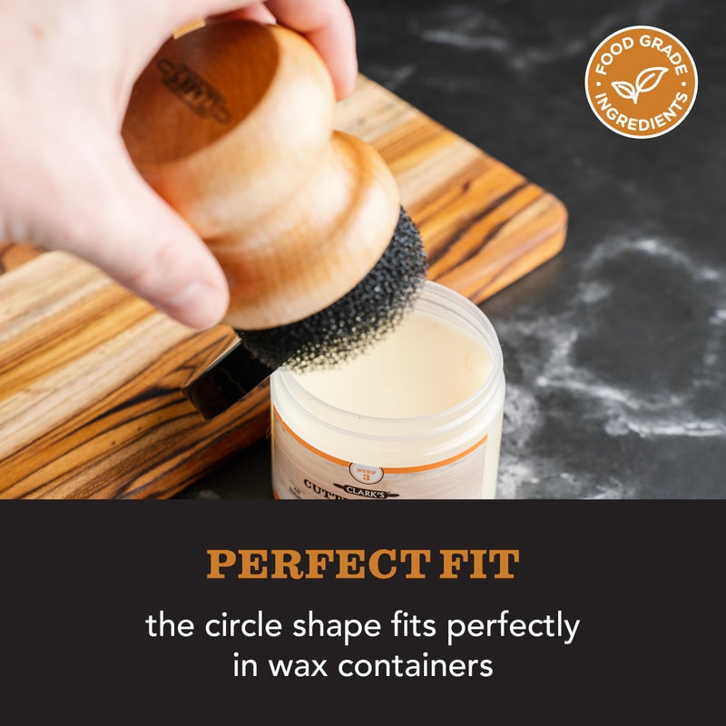 CLARK'S Food Grade Mineral Oil & Wax Applicator for Round Wood Cutting Board, Butcher Blocks, Bamboo, and Utensils â€“ USA Maple Construction - Image 4